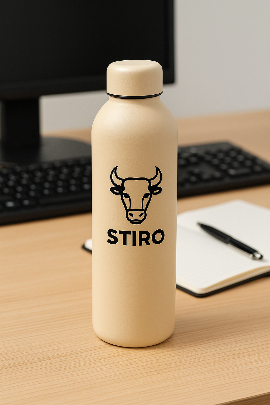 STIRO® Edelstahl Trinkflasche 500 ml - Isolierter Thermo-Trinkbecher mit Deckel Robust, auslaufsicher & stilvoll für Sport, Alltag & Outdoor