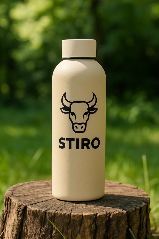 STIRO® Edelstahl Trinkflasche 500 ml - Isolierter Thermo-Trinkbecher mit Deckel Robust, auslaufsicher & stilvoll für Sport, Alltag & Outdoor