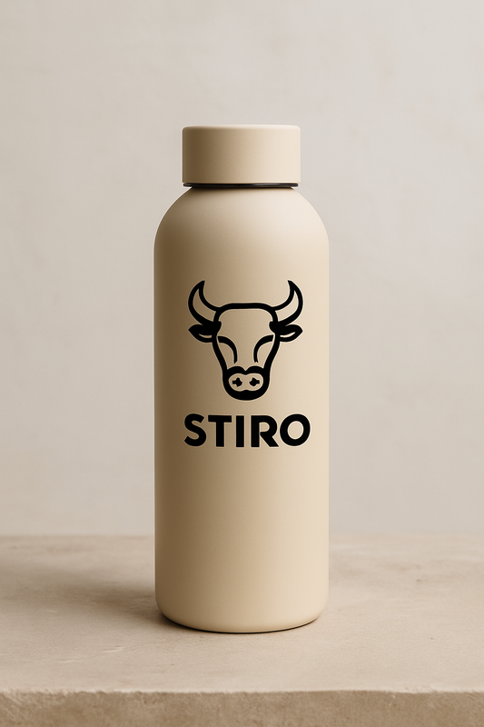 STIRO® Edelstahl Trinkflasche 500 ml - Isolierter Thermo-Trinkbecher mit Deckel Robust, auslaufsicher & stilvoll für Sport, Alltag & Outdoor